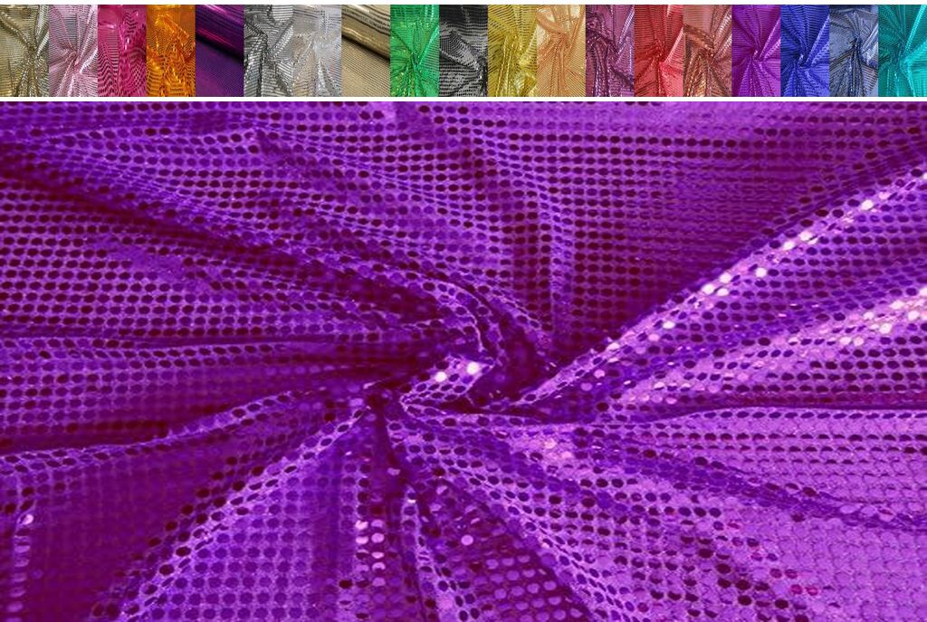 Violett HOCHWERTIG PAILETTEN STOFF PAILLETTENSTOFF 6mm
