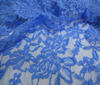 Blue Bi-Stretch Lace Fabric Floral Pattern