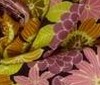 black ~ multi-coloured Printed Corduroy Cord  Fabric Flowers